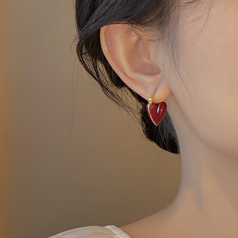 Damenschmuck emaillierte Herz-Ohrringe