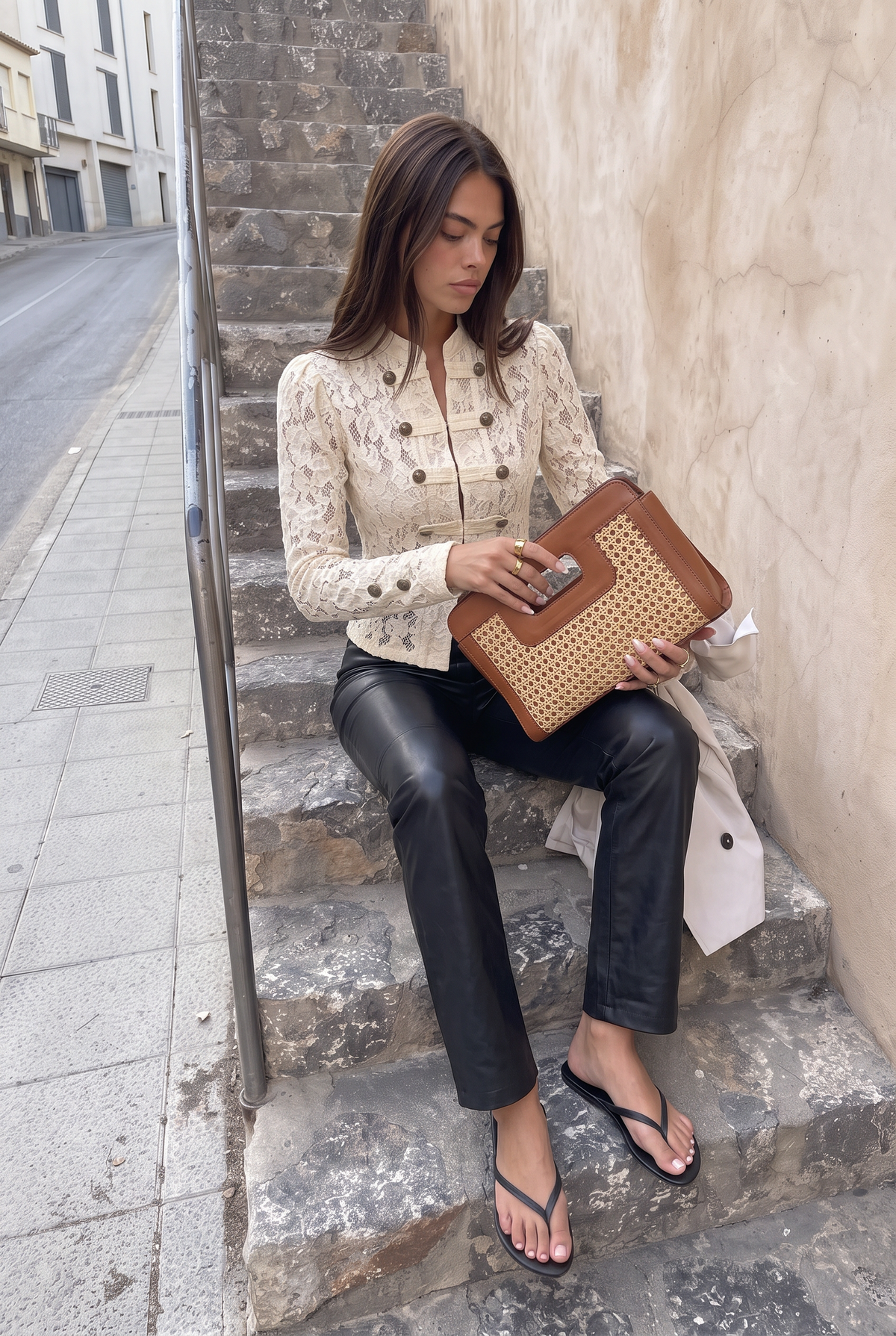 Beige Jacke mit klassischem Schnitt