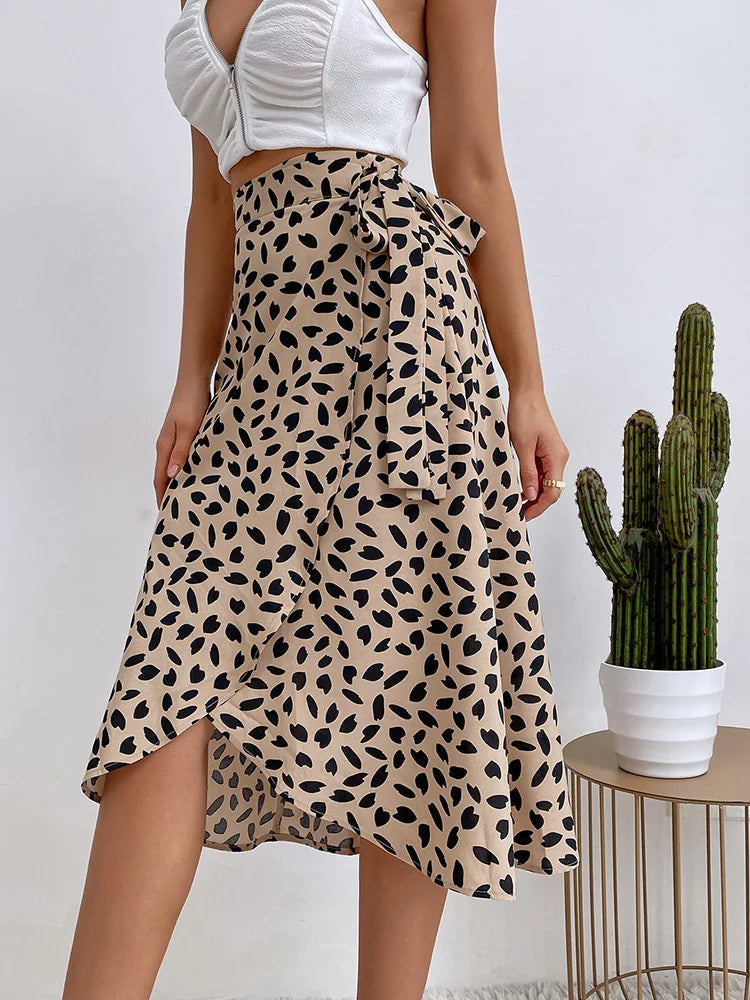Damen Wickelrock Boho Stil asymmetrischer Druck Sommer - Isadora