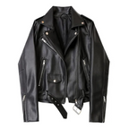 Biker-Lederjacke mit Reißverschlüssen und Gürtel