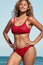Ocean Chic - Unifarbenes Bikini-Set mit gesmoktem Rücken