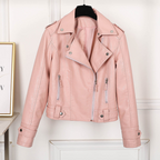 Schwarze Lederjacke mit Revers und figurbetontem Schnitt