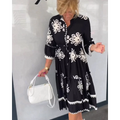 Aiza - Geblümtes Kleid mit 3/4 Ärmeln