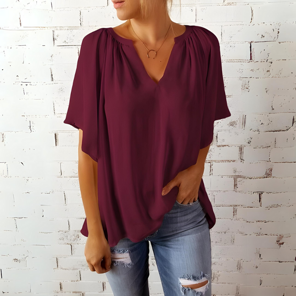 Tineke - Elegante Damenbluse mit V-Ausschnitt