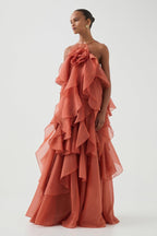 Maxikleid mit Blumenfront für Frauen - Anneliese