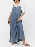Vintage-Inspired Loose Fit Denim Maxi Dress - Vera