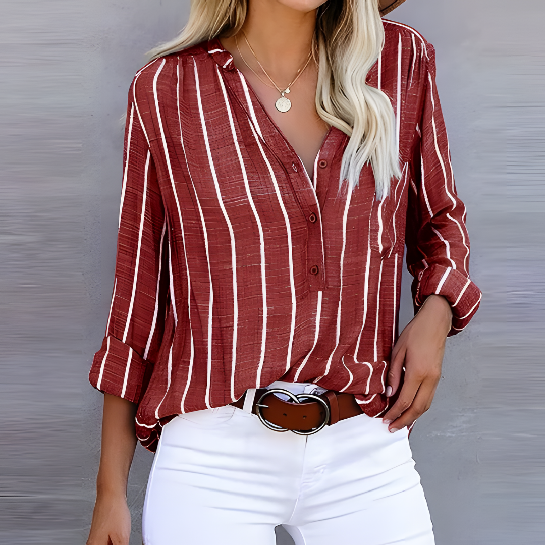 Jantien - Trendy Gestreifte Damenbluse