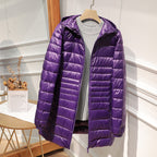 Lange, leichte Damenjacke mit Kapuze - Alva