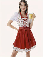 Damen Mini Rot Oktoberfest Dirndl Kleid - Mathilde