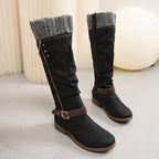 Lange Stiefel mit Reißverschluss und Wolldetails - Mireille