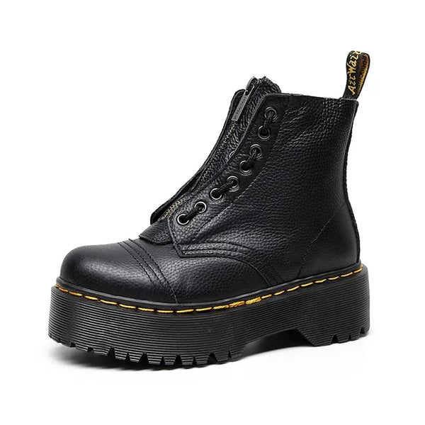 Leandra – Stylische Plateaustiefel aus Leder für einen trendbewussten Look