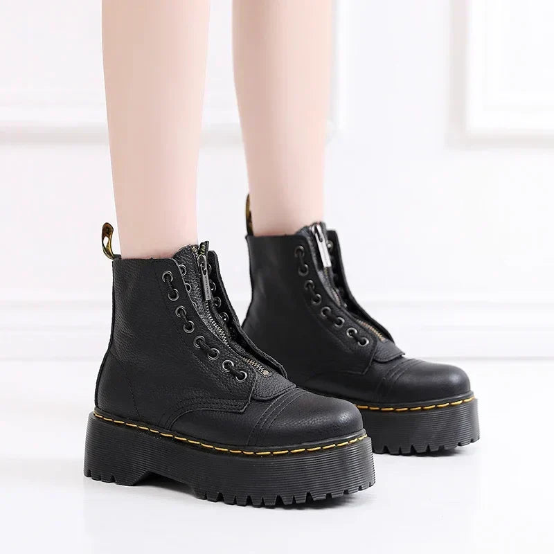 Leandra – Stylische Plateaustiefel aus Leder für einen trendbewussten Look