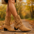 Damenstiefeletten mit Absatz und Zierschnalle - Lia