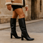Hohe Damenstiefel mit elegantem breiten Absatz - Amira