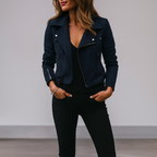 Bikerjacke aus Wildleder mit Metallreißverschluss - Samira