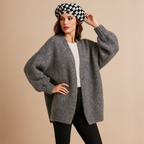 Damen Strickjacke weich gestrickt Oversize Design lange Ärmel - Nadia