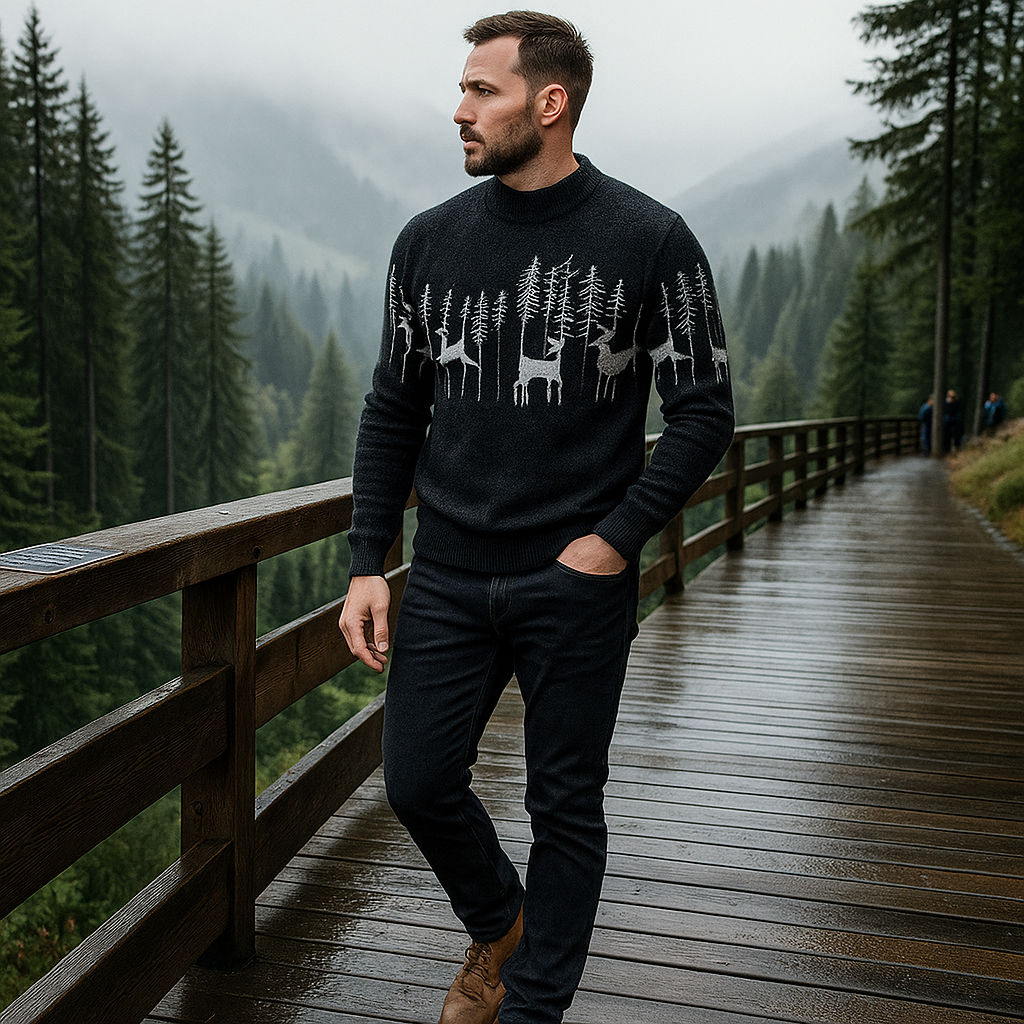 Herren Pullover Rollkragenpullover Wintermotiv - Erland