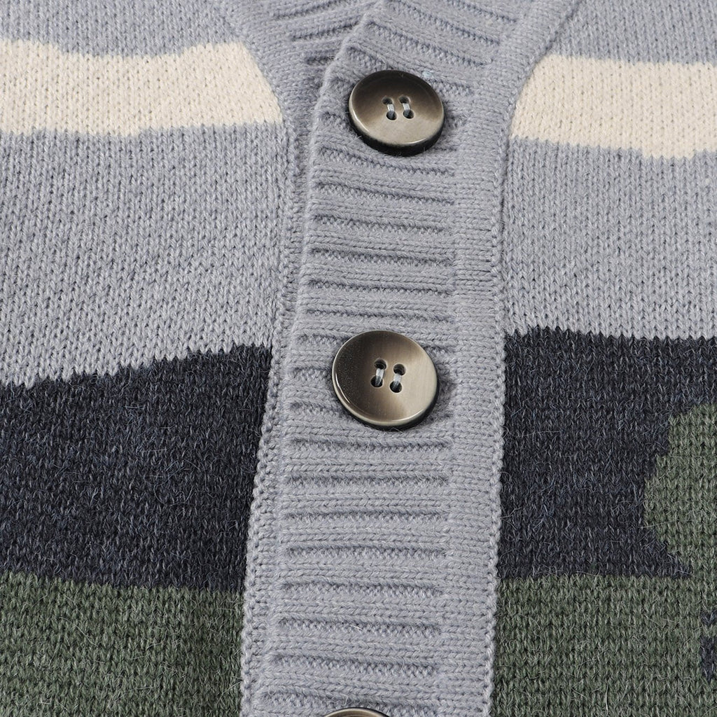 Herrenstrickjacke mit Knopfverschluss und grafischem Muster - Thomas