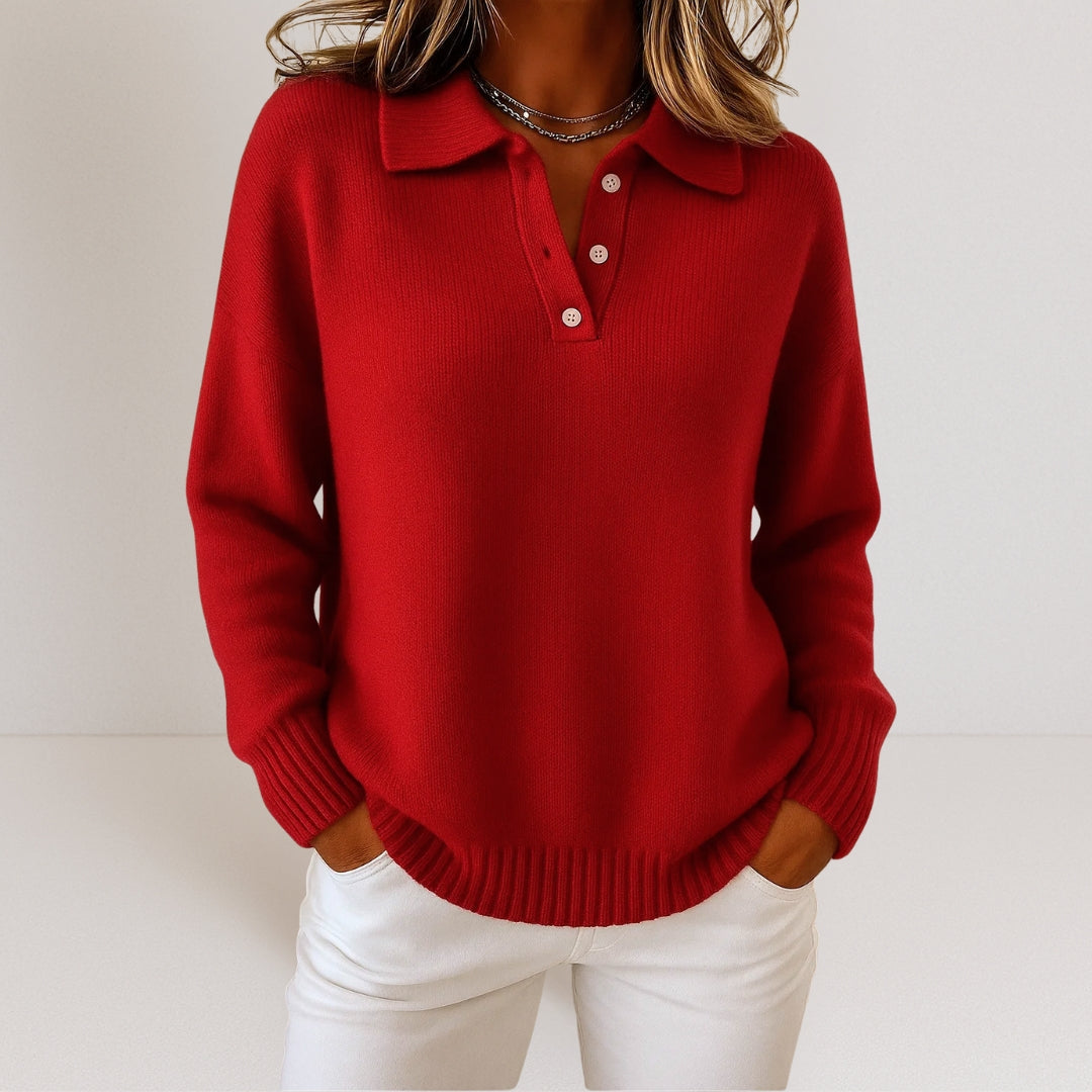 Strickpullover mit Kragen für Damen weich elegante Passform vielseitiger Alltagslook - Olivia