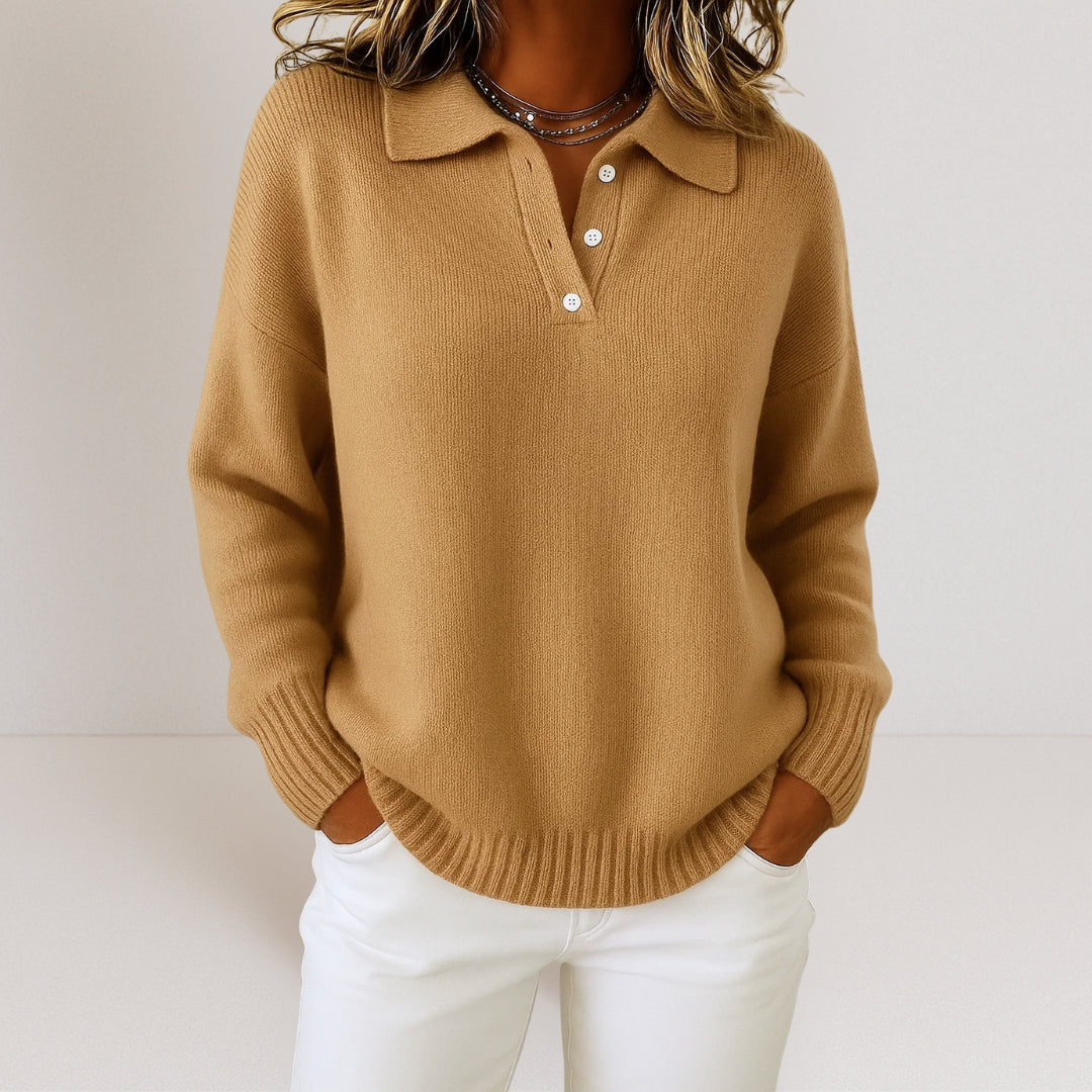 Strickpullover mit Kragen für Damen weich elegante Passform vielseitiger Alltagslook - Olivia
