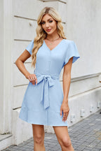 Jane - Einfarbiges Kleid mit V-Ausschnitt