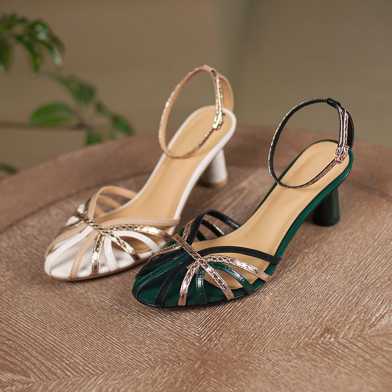 Janicka - Sandalen mit Pfennigabsatz und offener Spitze