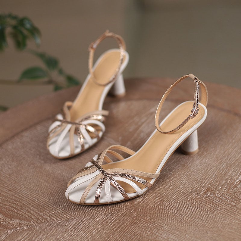 Janicka - Sandalen mit Pfennigabsatz und offener Spitze
