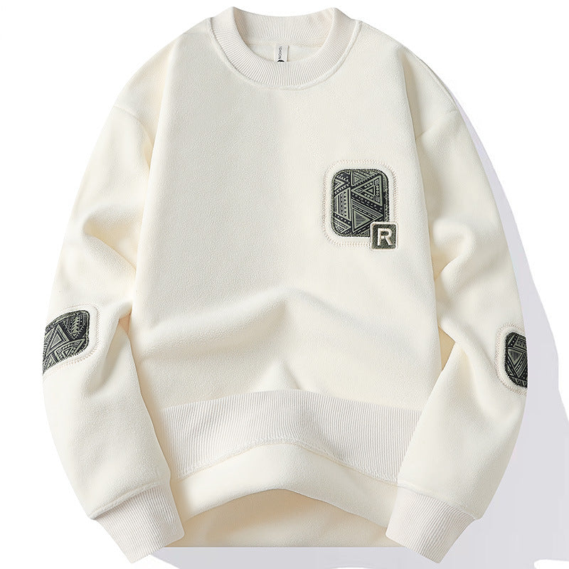 Herrenpullover mit Rundhalsausschnitt und dekorativen Patches - Bjornik