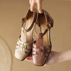Karolanne - Schuhe mit Blockabsatz mit quadratischer Spitze und T-Riemen