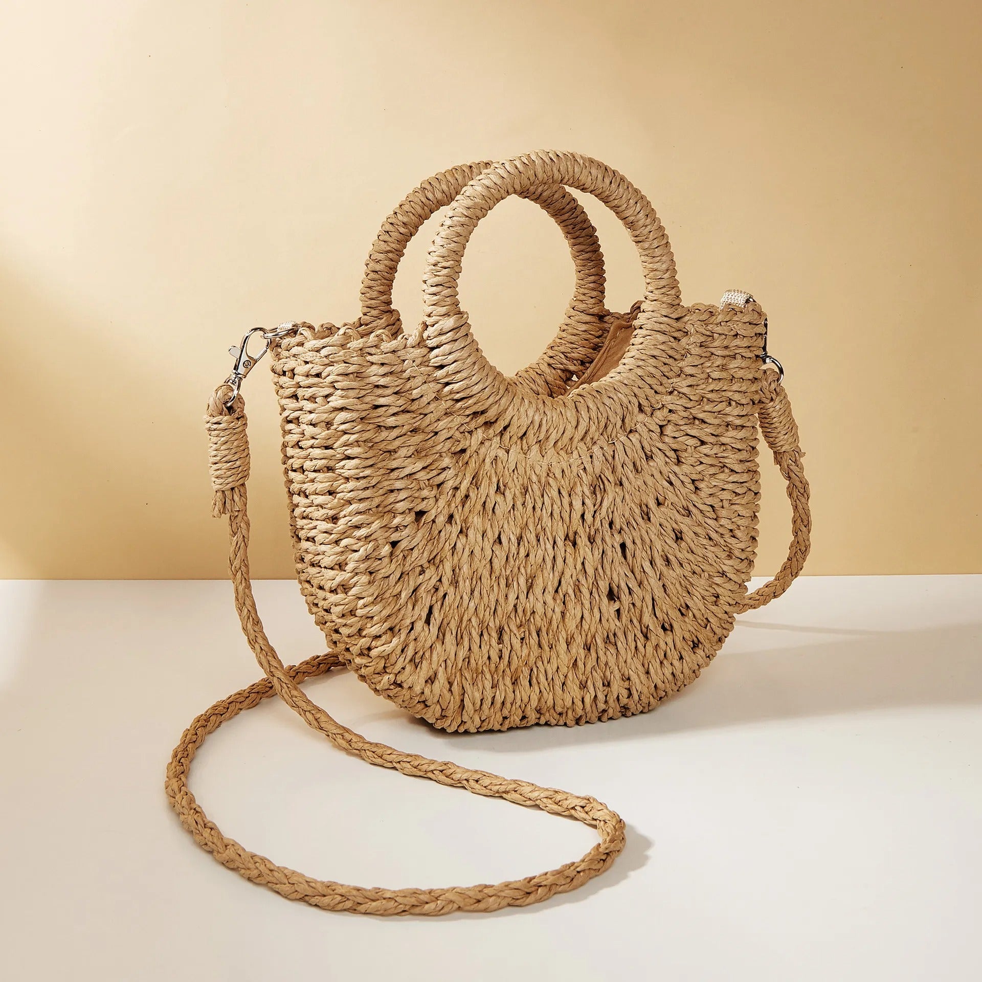 Damenhandtasche mit runden Griffen im Strandstil - Noa