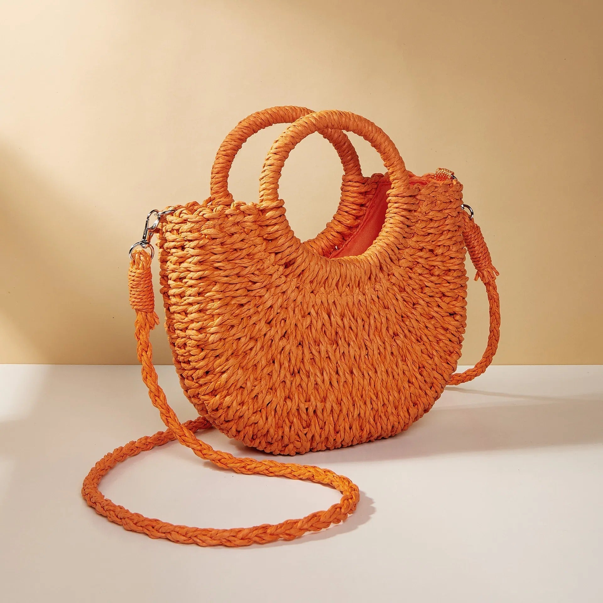 Damenhandtasche mit runden Griffen im Strandstil - Noa
