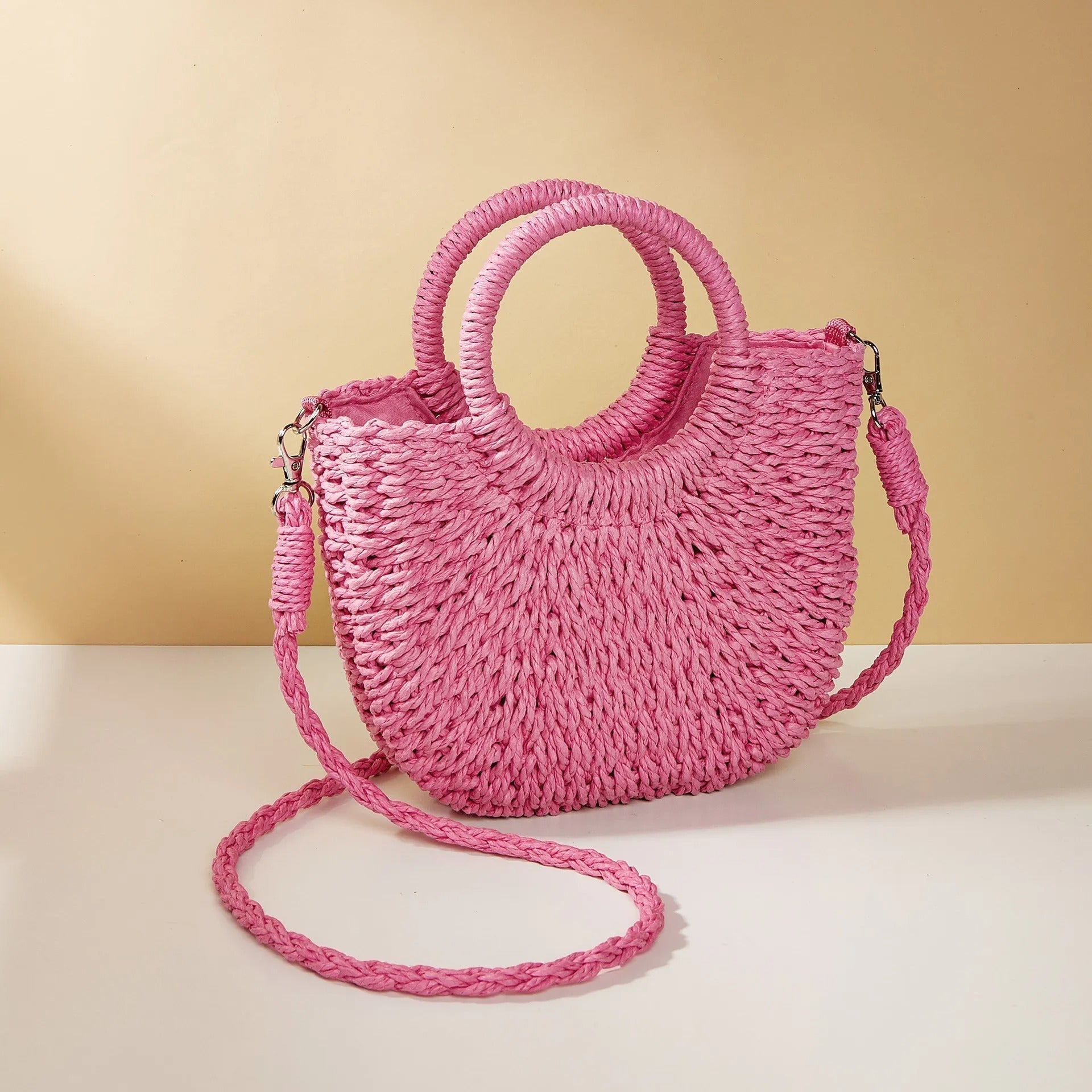 Damenhandtasche mit runden Griffen im Strandstil - Noa
