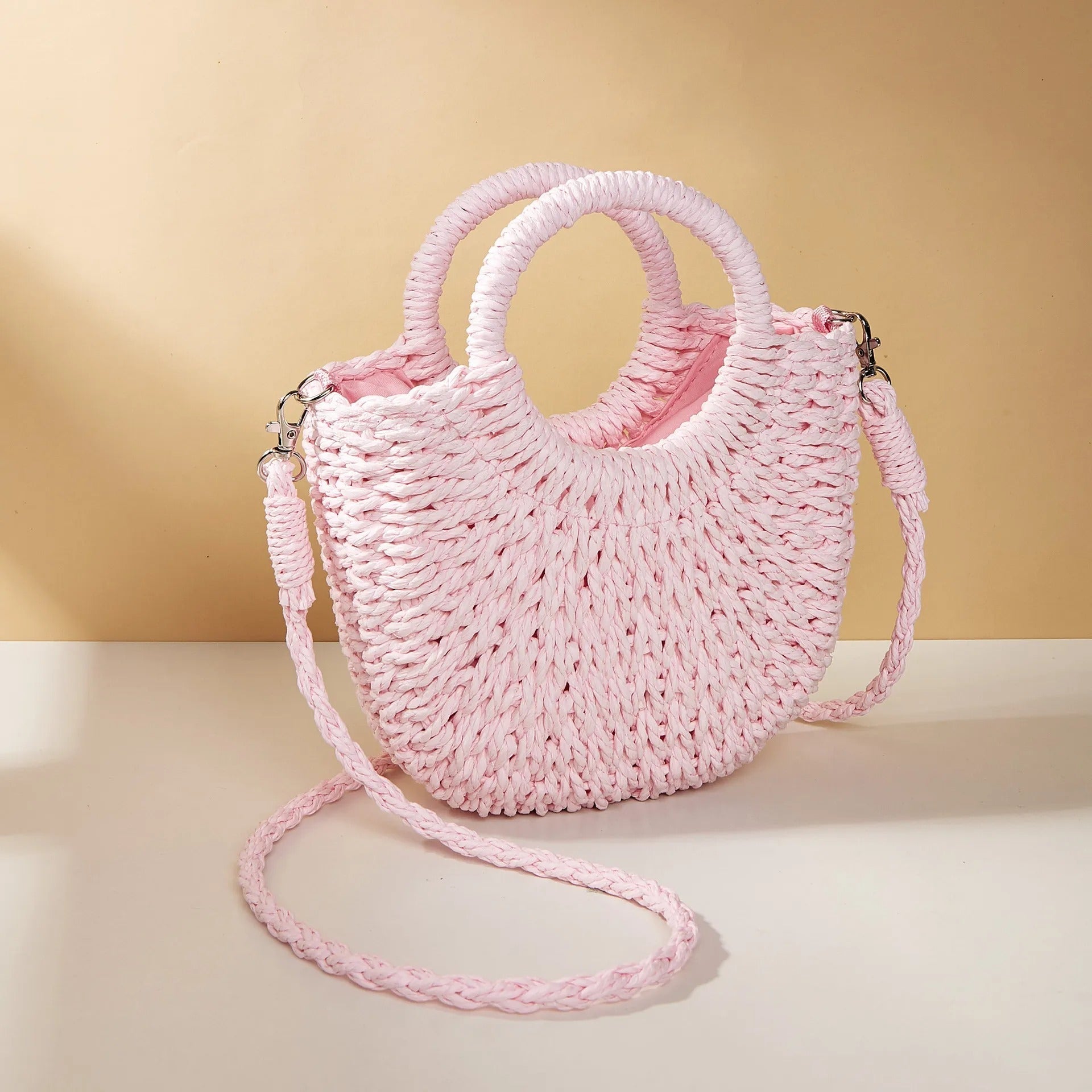 Damenhandtasche mit runden Griffen im Strandstil - Noa
