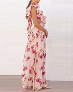 Sofia - Langes Sommerkleid mit offenem Rücken und Blumendruck