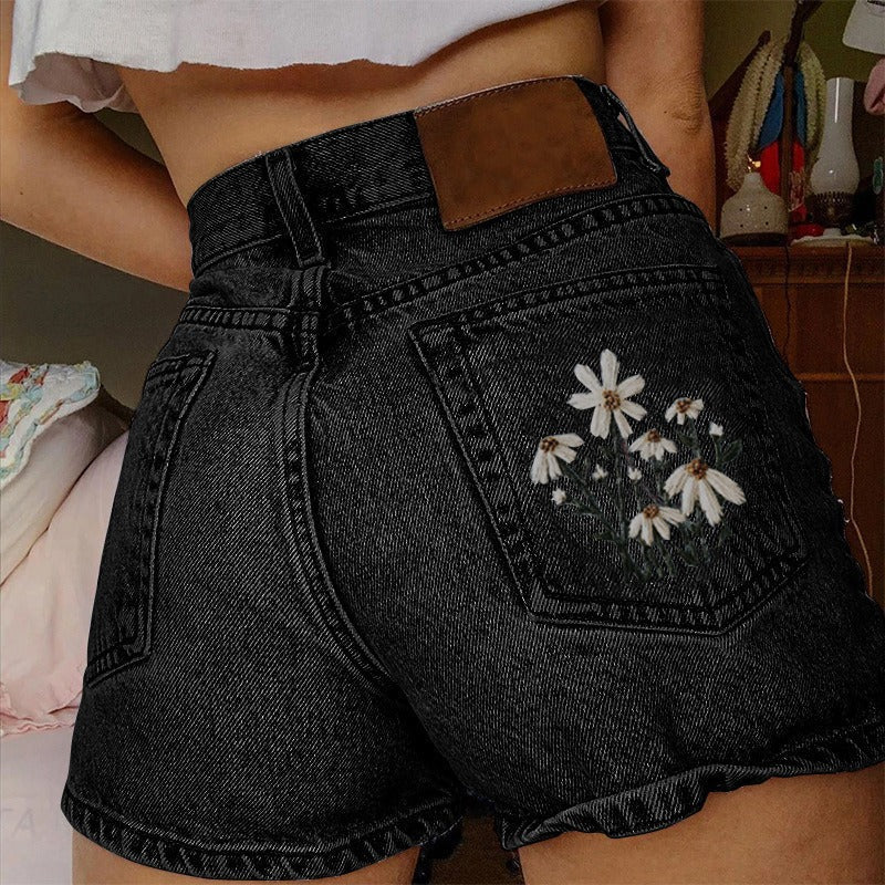Damen Vintage Denim-Shorts mit hohem Bund - Celeste