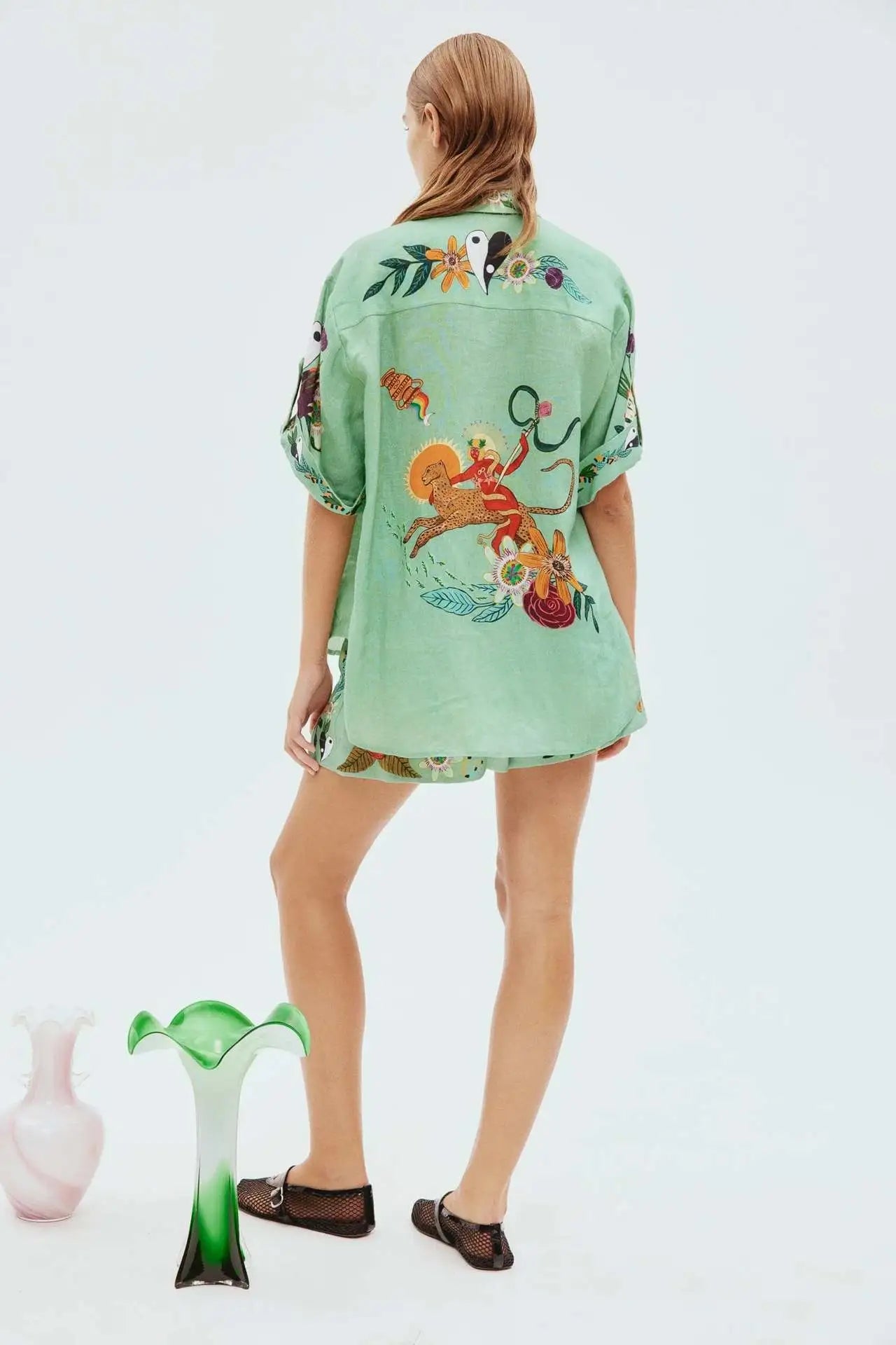 Saray - Übergroßes Shorts-Set mit Blumendruck