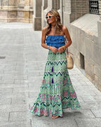 Langer Damenrock Sommer floral böhmischer Stil - Amara