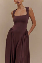 Midikleid mit quadratischem Ausschnitt für Frauen - Brigitte