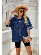 Jeansjacke im mittellangen Schnitt im Used-Look mit lockerer Passform