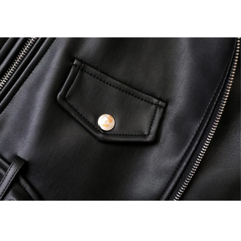 Biker-Lederjacke mit Reißverschlüssen und Gürtel