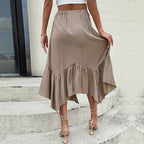 Damen-Midirock mit asymmetrischer fließender Rüsche und Schleife - Dalia