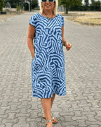 Bedrucktes Damen Sommerkleid mit Rundhalsausschnitt - Nelia