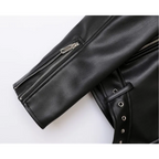 Biker-Lederjacke mit Reißverschlüssen und Gürtel