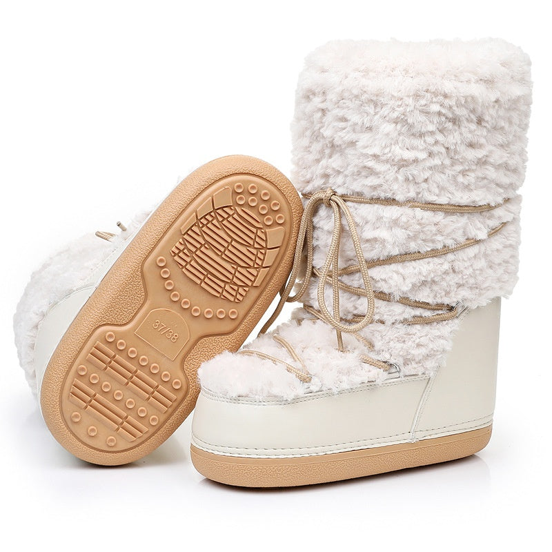 Damen-Schneestiefel mit flauschigem Futter und halbhohem Schaft - Zanarkand