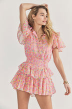 Ella - Sweet Style Minikleid mit Rüschen und Blumenprint