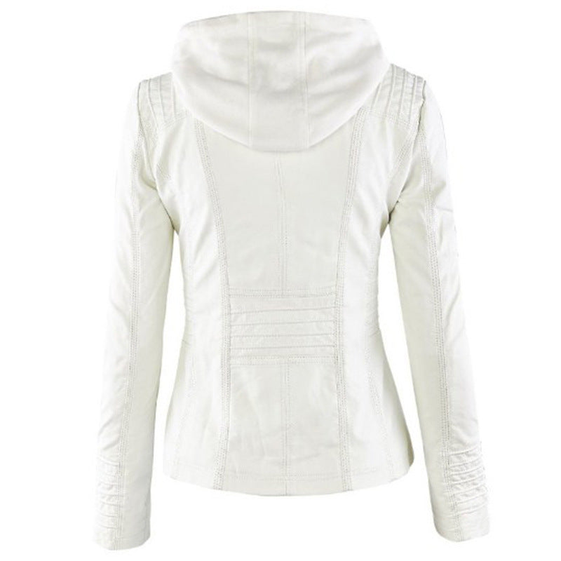 Lederjacke mit Kapuze