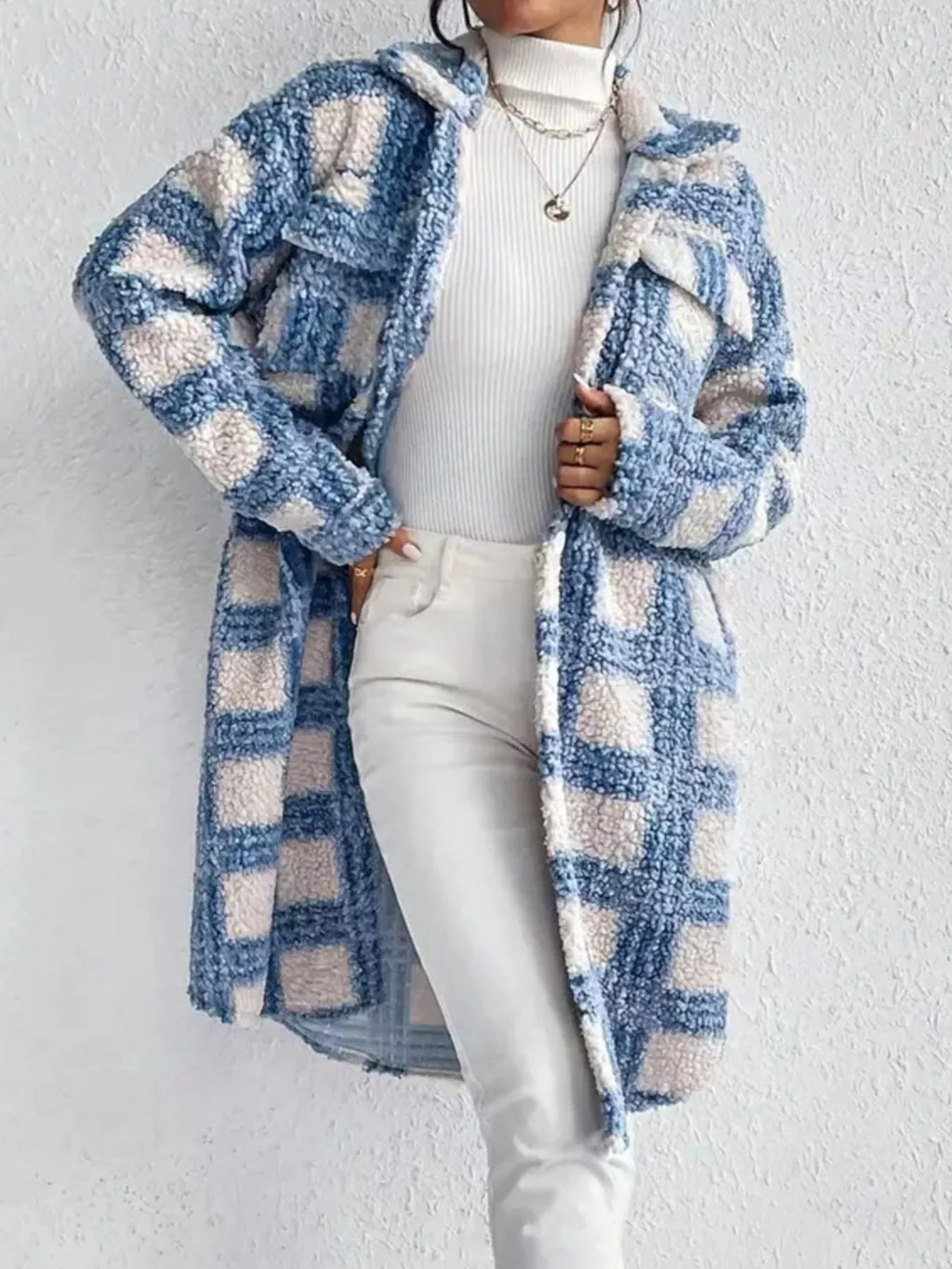 Langer Mantel mit Boule-Muster für Damen - Sereane
