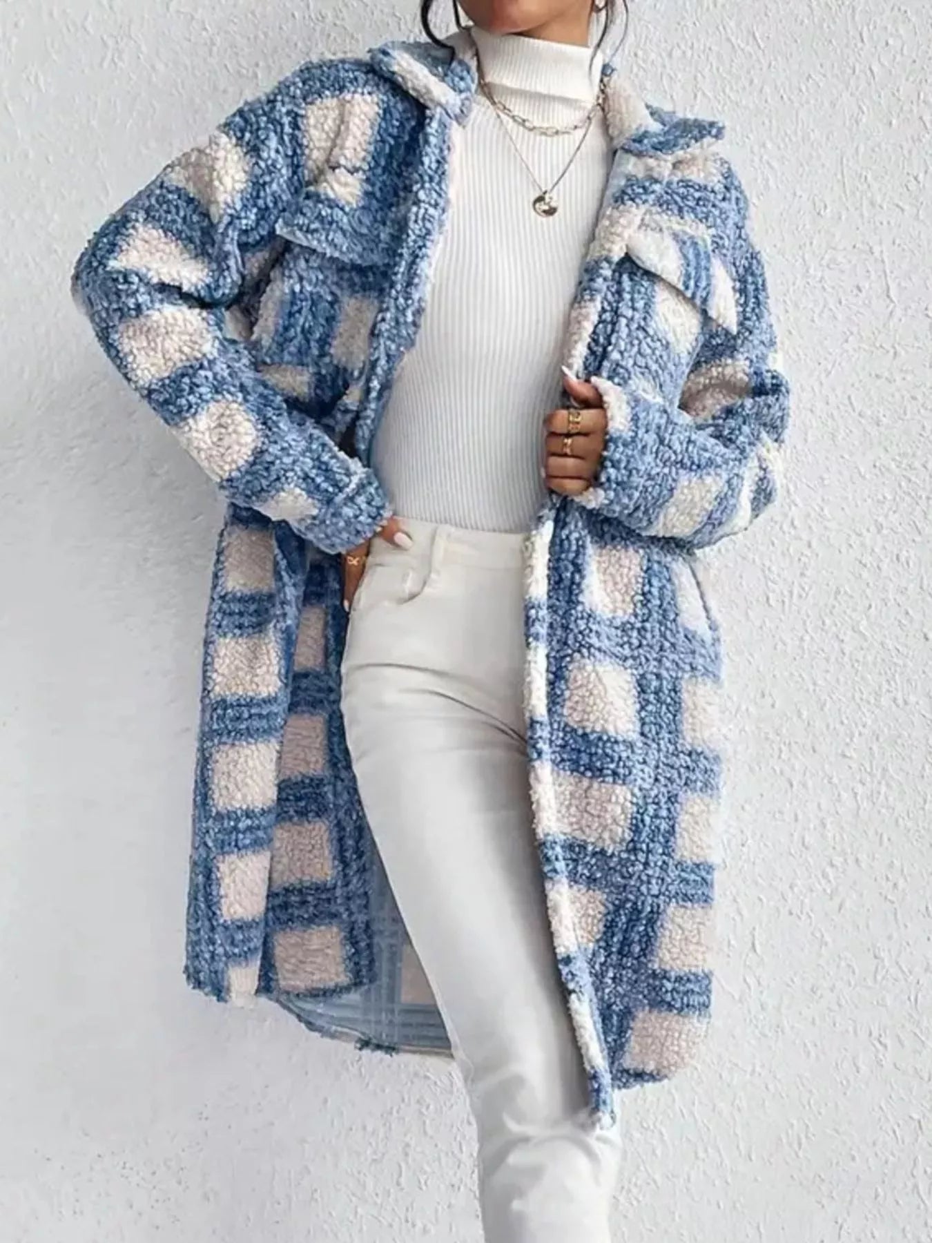 Langer Mantel mit Boule-Muster für Damen - Sereane