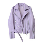 Biker-Lederjacke mit Reißverschlüssen und Gürtel