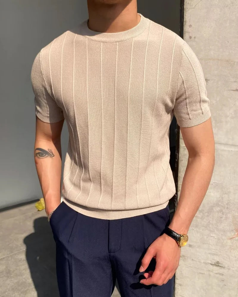 Herren Geripptes T-Shirt – Lässig & Atmungsaktiv